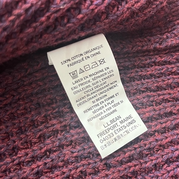 LL Bean Mens Waffle Knit Full Zip Cardigan Maroon Gorpcore Old Money size L - Picture 6 of 16